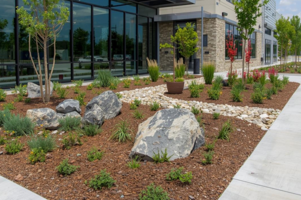 Landscaping rock mulch plantings Commercial Services Monument Colorado