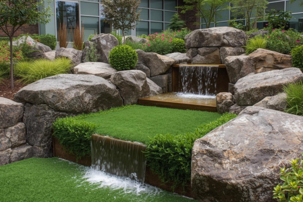 Water Feature Boulders Artificial Turf Commercial Services Monument Colorado
